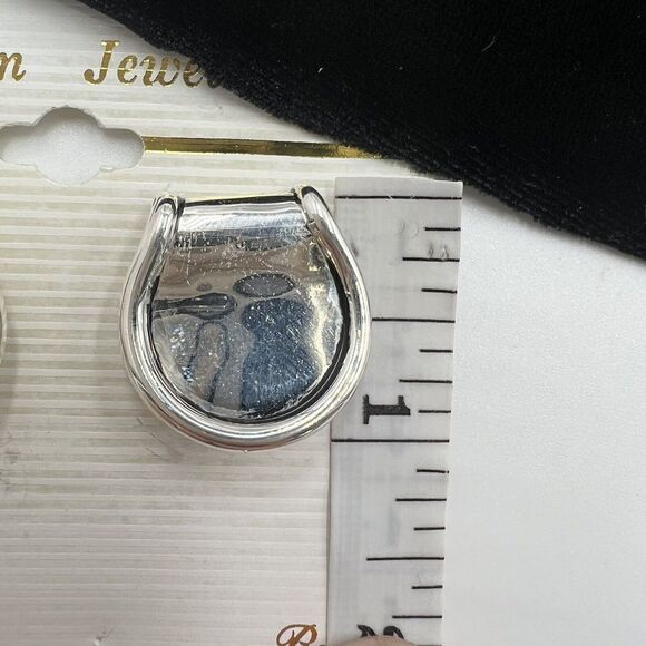 Vintage Clip On Earrings And Pendant Chunky Thumb Print Style Silver Plated BEST - Picture 9 of 11